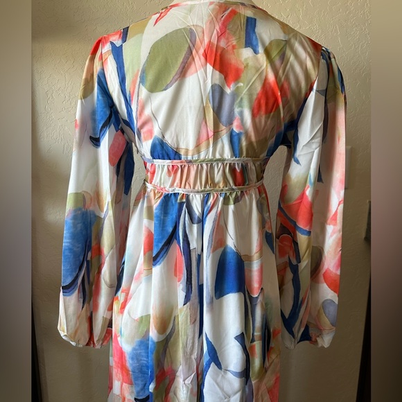 NWT abstract floral print maxi dress size S - Picture 3 of 11